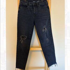 Old Navy OG Straight High Rise Black Distressed Jean